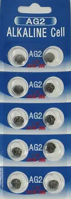 10 Pk AG2 LR726 396 397 ST726 D396 D397 GP397 V396 Alkaline Button Cell Battery