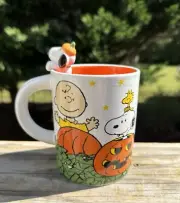 Peanuts 3-D Snoopy & Gang COFFEE MUG Halloween The Great Pumpkin Patch New Tall