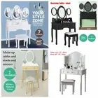 Dressing Table Stool Set Mirror Drawers Jewellery Cabinet Makeup Organiser
