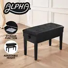 Alpha Piano Bench Stool Adjustable Height Keyboard Seat w/ Storage Wooden Chair