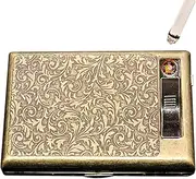MUniqe Metal Cigarette case Double Sided Spring Clip Open Pocket Holder with Electric Lighter for 85mm Cigarettes Case Holder,King Size,Protective Security Wallet for Men & Women