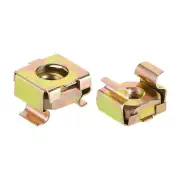 M4 Cage Nuts for Server Rack Cabinet, Carbon Steel Yellow Zinc Plated, 50 Pcs