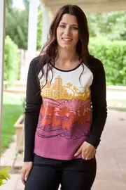 View Print L/S Top--STM-VIEW-B164