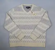 Grayers Sweater Mens XL Lambswool Argyle Gray Cream Geometric Ski New NWT
