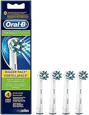Oral-B Genuine CrossAction Replacement White Toothbrush Heads, Refills for Electric Toothbrush, Angled Bristles for up to 100 Percent More Plaque Removal, Pack of 4