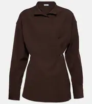 [Ferragamo] Ferragamo Wrap wool shirt AU 4 brown