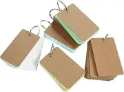 KOMBIUDA 6 Books of Portable Blank Flashcards with Binder Ring Loose Leaf Memo Cards for Students DIY Memory