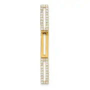 Solid 14k Yellow Gold Polished Rectangle LinK Simulated CZ Chain Slide Pendant