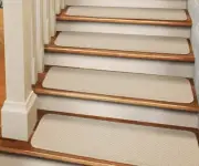 Set of 12 ADHESIVE Carpet Stair Treads 8"x27" IVORY CREAM runner rugs