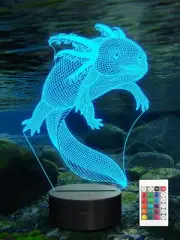 Night Light, Mexican Salamander Fish 3D Illusion lamp for Kids, 16 Colors Changi