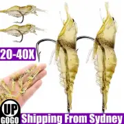 20-40 Soft Plastic Bass Yabbie Prawn Shrimp Fishing Lure Jig Heads Bream Natural