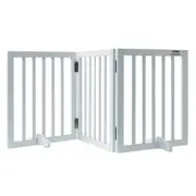 Free Standing Dog Gate, 24" H x 60" W Freestanding Pet Gate, 3 Panels Foldable Dog Gate for Wide and Narrow Passageways, Expandable Dog Barrier with Silent Foot Support for Indoor,
