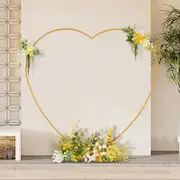 2m Gold Heart Shape Wedding Arch Stand Metal Flower Balloon Arbors Birthday Engagement Banquet Frame
