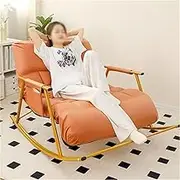 OWELLK Double Breathable Rocking Chair with Soft Cushion Modern Comfortable Rocking Chair Zero Gravity Garden Lounger with Armrests Side Pockets for Bedroom Living Room