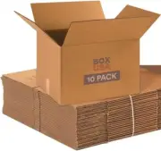 BOX USA Moving Boxes Medium 18"L x (10-Pack), Kraft Brown