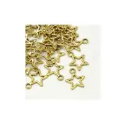 60 Bulk Gold Hallow Star Charms 15 x 12 mm Antique Gold Tone US Seller 714