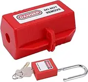 Plug Lockout Tagout Set, Professional Impact Proof Plug Lockout Device High Temp Resistant Rustproof for Home Industry Chemistry for Air Conditioner TV (Medium Lock Box + 38mm Padlock)
