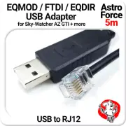 ASTRO FORCE RJ12 FTDI EQDIR USB Cable Adaptor for Skywatcher AZ, GTi Mounts 5m