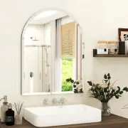 26" X 28" Frameless Bathroom Mirror, Arched Wall Mounted Mirror with Polished Ed