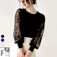 在飛比找momo購物網優惠-【MsMore】法國香榭麗舍透明紗香水花繡針織長袖上衣#10