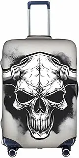 [Pvinnk] Bull Skull Print Protective Luggage Cover Elastic Washable Suitcase Protector Travel Gear Protector, White, Medium
