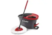 O-Cedar EasyWring Microfiber Spin Mop, Bucket Floor Cleaning System, Red, Gray