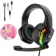 3.5mm RGB Backlit Gaming Headset With Microphone For PS4 PC Music USB Headphones