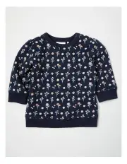 [Sprout] Essential Floral Sweat Top in Navy