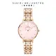 【Daniel Wellington】DW 手錶 Petite Melrose Lumine 28mm 星辰貝母盤珠寶式錶鏈-粉錶盤(DW00100617)