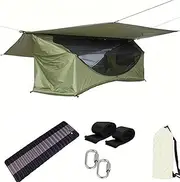 zolyet Single Camping Hammock Inflatable Mattr Mosquito Net Hammocks Sets Lightweight Portable Cot Bed Bed Sleeping Swing for Home Camping Backpacking Travelling B Backyard Hiking -Mosquito Green