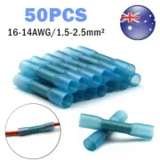 50pcs 16-14AWG Heat Shrink Butt Wire Crimp Connectors Splice Terminals Kit Set