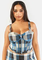 [Poster Grl] Plus Eff Academia Plaid Corset Top