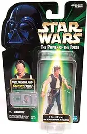 1 X HAN SOLO with BLASTER PISTOL & HOLSTER Star Wars The Power of the Force Action Figure & COMMTECH CHIP