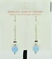 Sterling Silver Natural CHALCEDONY Gemstone Dangle Earrings #6392...Handmade USA
