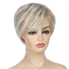 Blonde Ombre Women's Fashion Wig Pixie Cut Straight Bob Hair Female