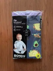 Bonds Baby Blue Tacos Avocado Mexican Sombrero Zip Wondersuit Size 00 BNIP