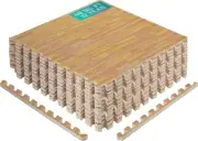 Yes4all 48SQ.FT Wood Grain Puzzle Exercise Mat EVA Interlocking Tiles (12 Tiles)