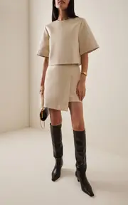 [By Malene Birger] Raye Cotton-Blend Mini Wrap Skirt