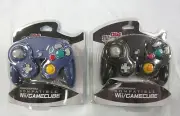 Old Skool Indigo & Black Wired Dual Analog Controller Set for Game Cube and Wii