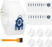 20 Pack 3D Airclean Vacuum Dust Bags for Miele GN Classic Cl/Complete C2/Complete C3/S400-S456i/S600-S658/S800-S858/S2000-S2999, Include 6 Motor Protection Filters and 1 Brush