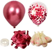 Red 70 PC Chrome Metallic Confetti balloons 12" strip tape shower party wedding