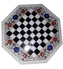 18" Marble Chess Table Marble Inlay Work Table Top Home Garden Decor