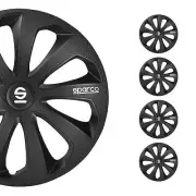 14" Sparco Sicilia Wheel Covers Hubcaps Black Carbon 4 Pcs