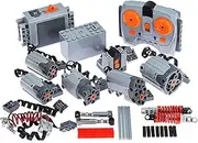 ASTEM 36Pcs Power Function Set Compatible with Technic-Parts. Include IR Speed Remote Control, IR Receiver, Battery Box, Motor, Power Function Light, Extension Wire, Servo Motor, Shock Absorber
