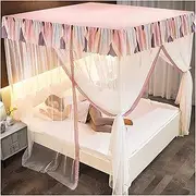 Three-Door Mosquito net with Bed Curtain e Bed Canopy Various Sizes Simple Four-Corner shed Column Installation (Color : B, Size : 2.0 * 2.2m)