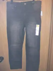 Wonder Nation Slim Jeans Boys Size 14 Husky Black Adjustable Waist Distressed