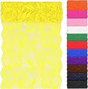 Swpeet 5 Yard by 6" Wide Yellow Lace Fabric Stretch Elastic, Trim Lace Ribbon, Elastic Sewing Trim Ribbon for Garment, Headbands, Wedding Bouquet Making DIY Crafts