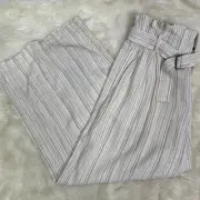 Banana Republic Linen-Blend Striped Paperbag Pant Size 10 NWT