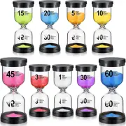 9 Pieces Sand Timer Colorful Hourglass Sand Clock Timer 1/3/5/10/15/20/30/45/60
