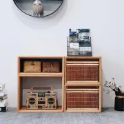 CostwaySet of 2 Folding Bamboo Storage Boxes with Removable Lids &amp; Handles-Coffee